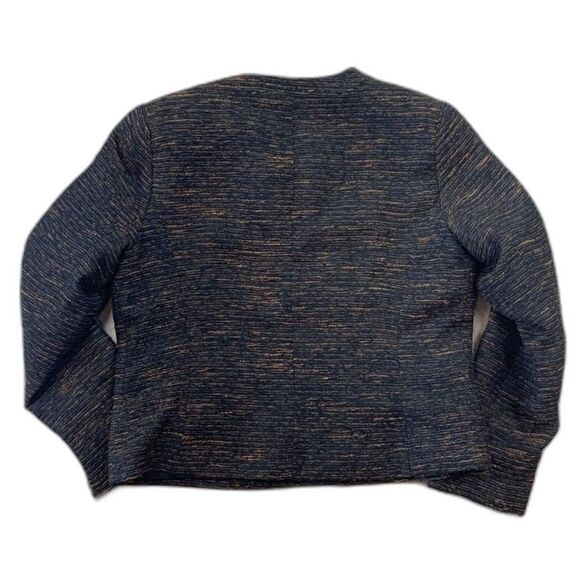 Coldwater Creek Black Brown Zip Up Structured Jacket Womens M - Picture 2 of 5